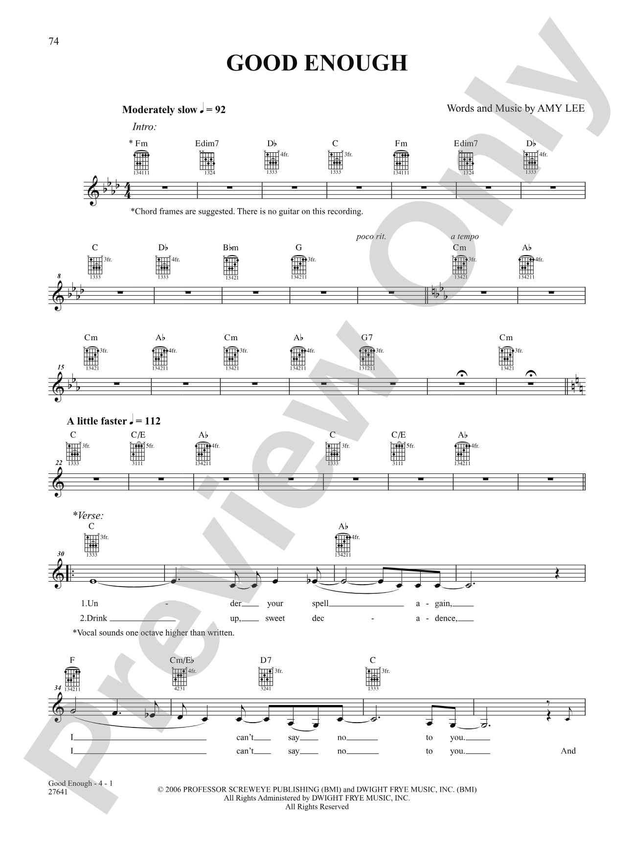 Good Enough: Authentic Guitar TAB