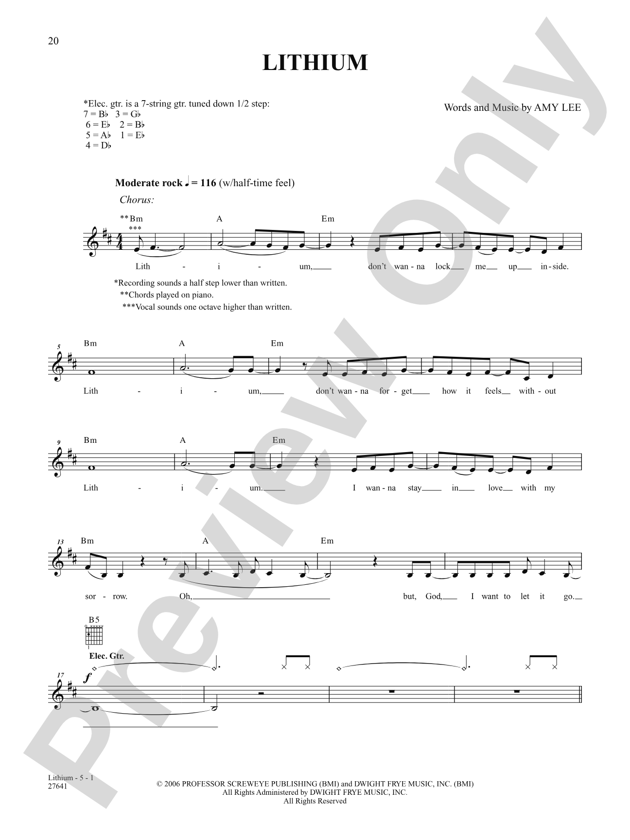 Lithium: Authentic Guitar TAB