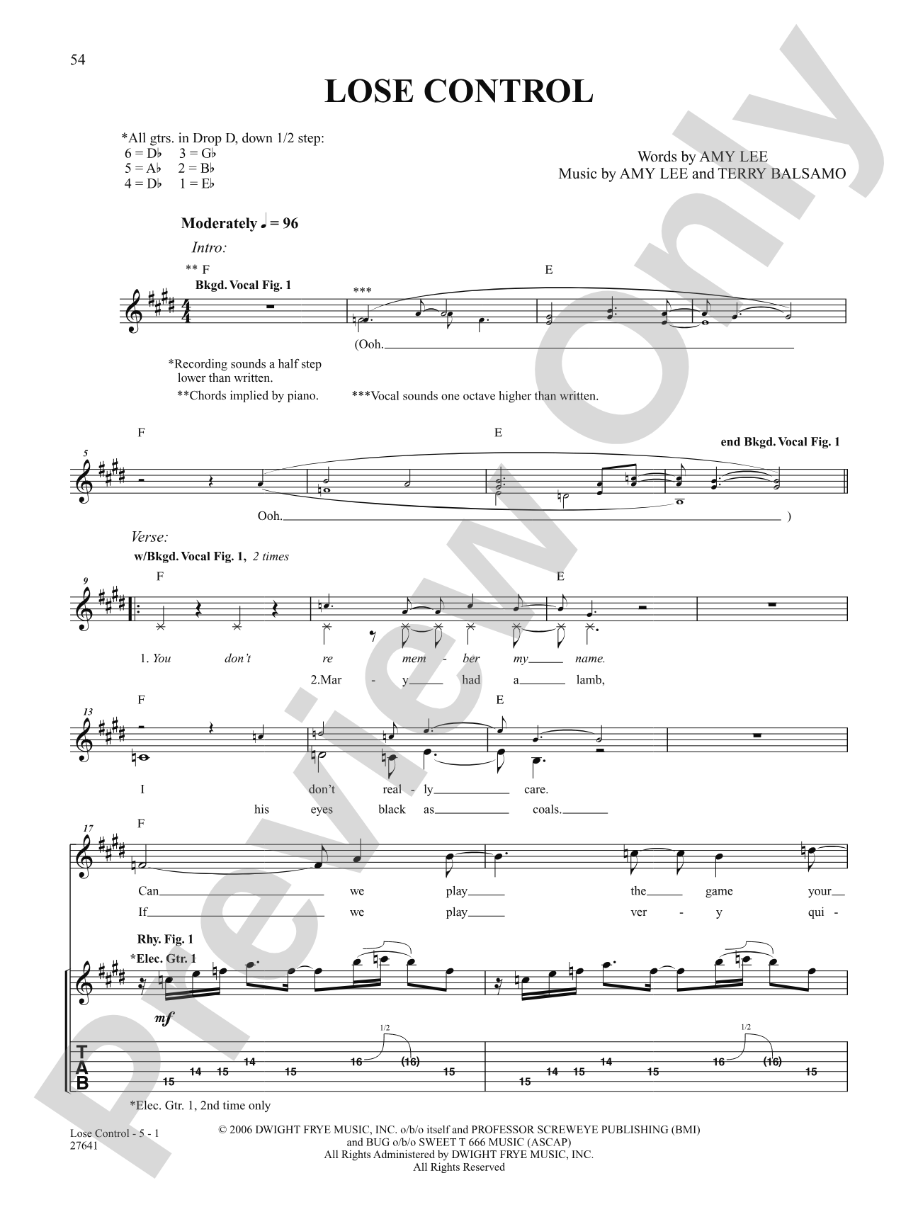 Lose Control: Authentic Guitar TAB