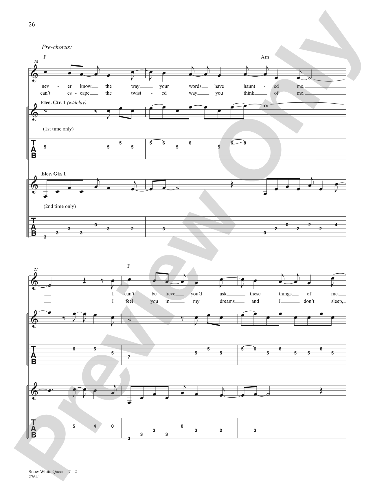 Snow White Queen: Authentic Guitar TAB