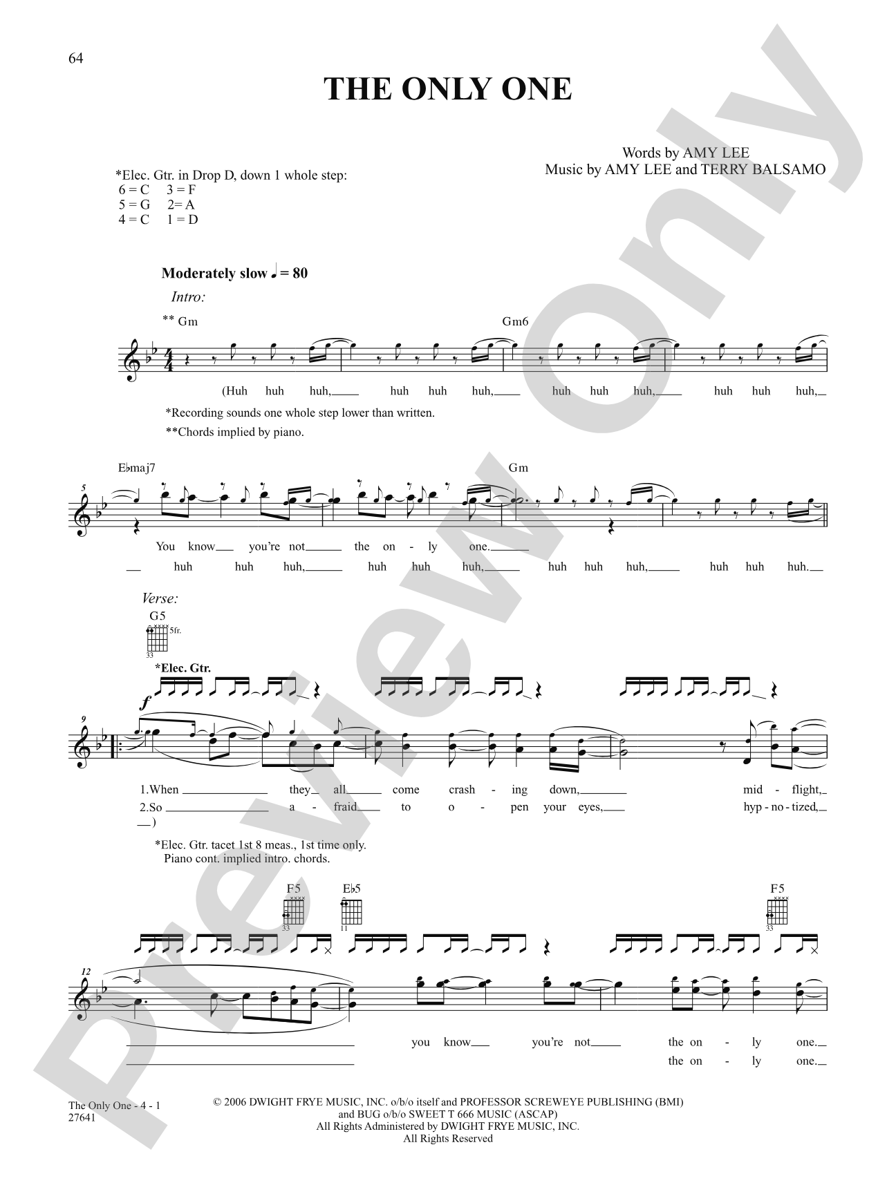 The Only One: Authentic Guitar TAB