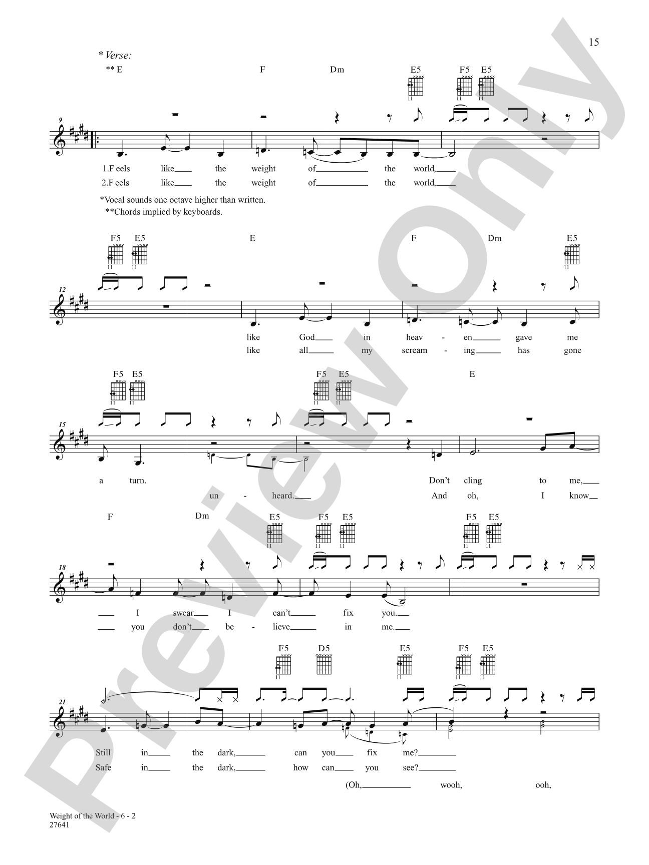 Weight Of The World: Authentic Guitar TAB