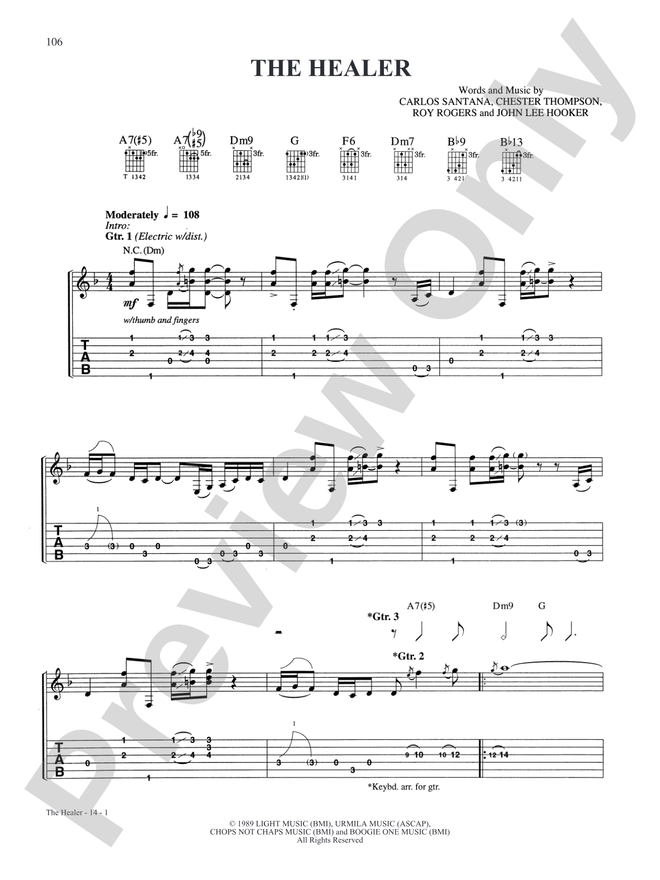 The Healer: Authentic Guitar TAB