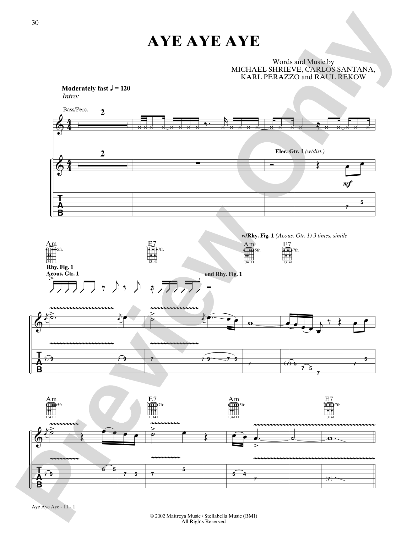 Aye, Aye, Aye: Authentic Guitar TAB
