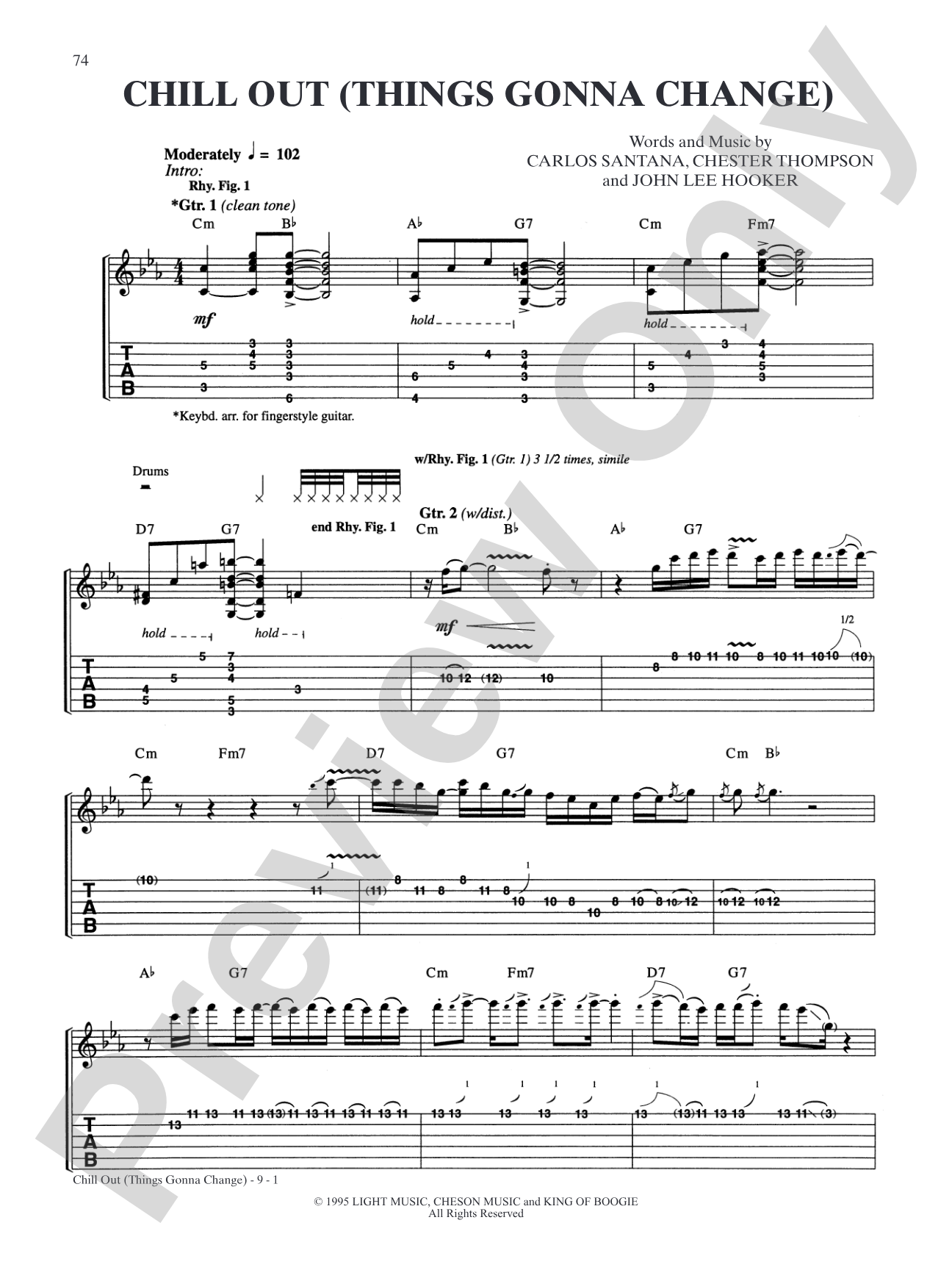Chill Out (Things Gonna Change): Authentic Guitar TAB
