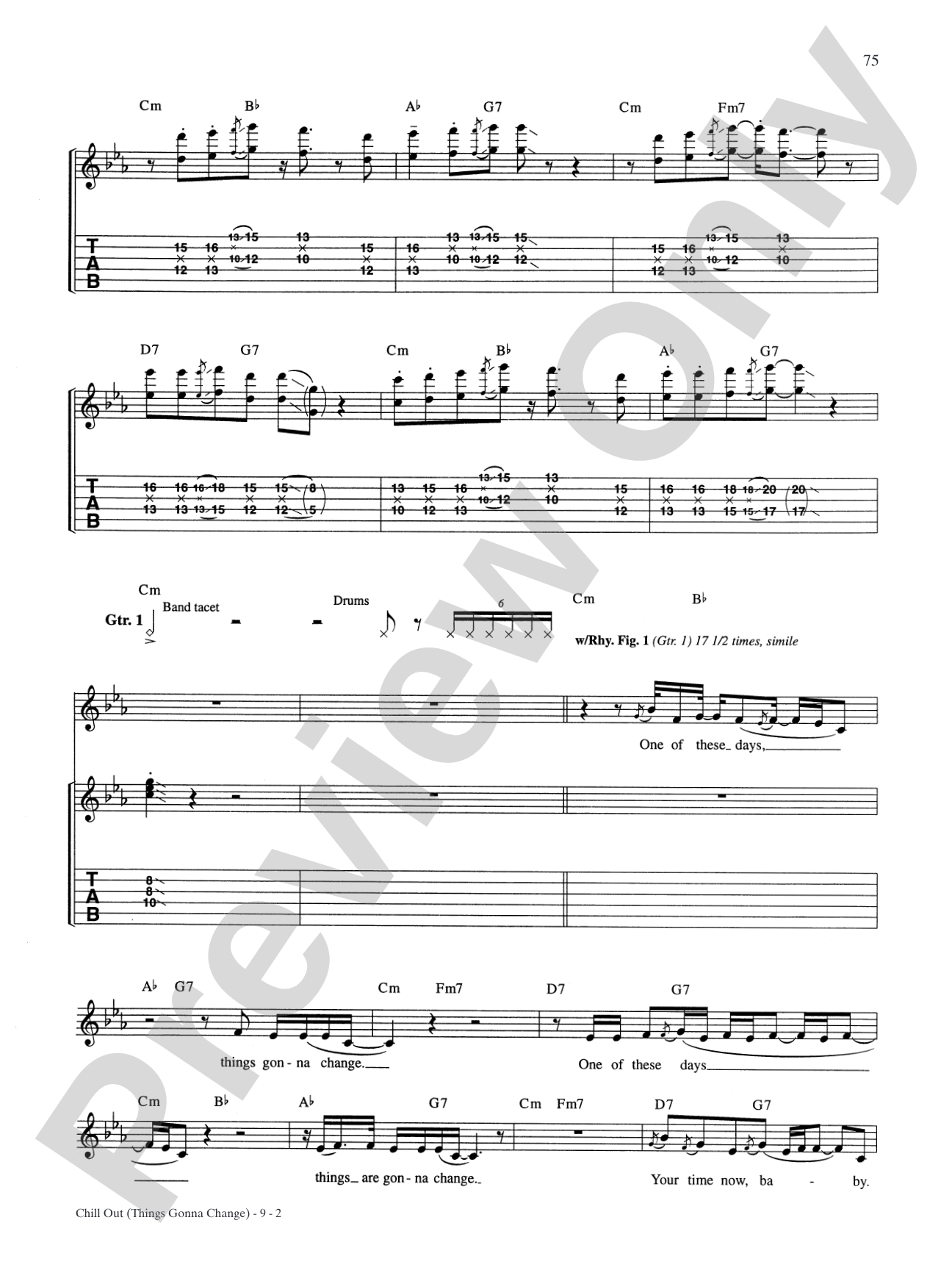 Chill Out (Things Gonna Change): Authentic Guitar TAB