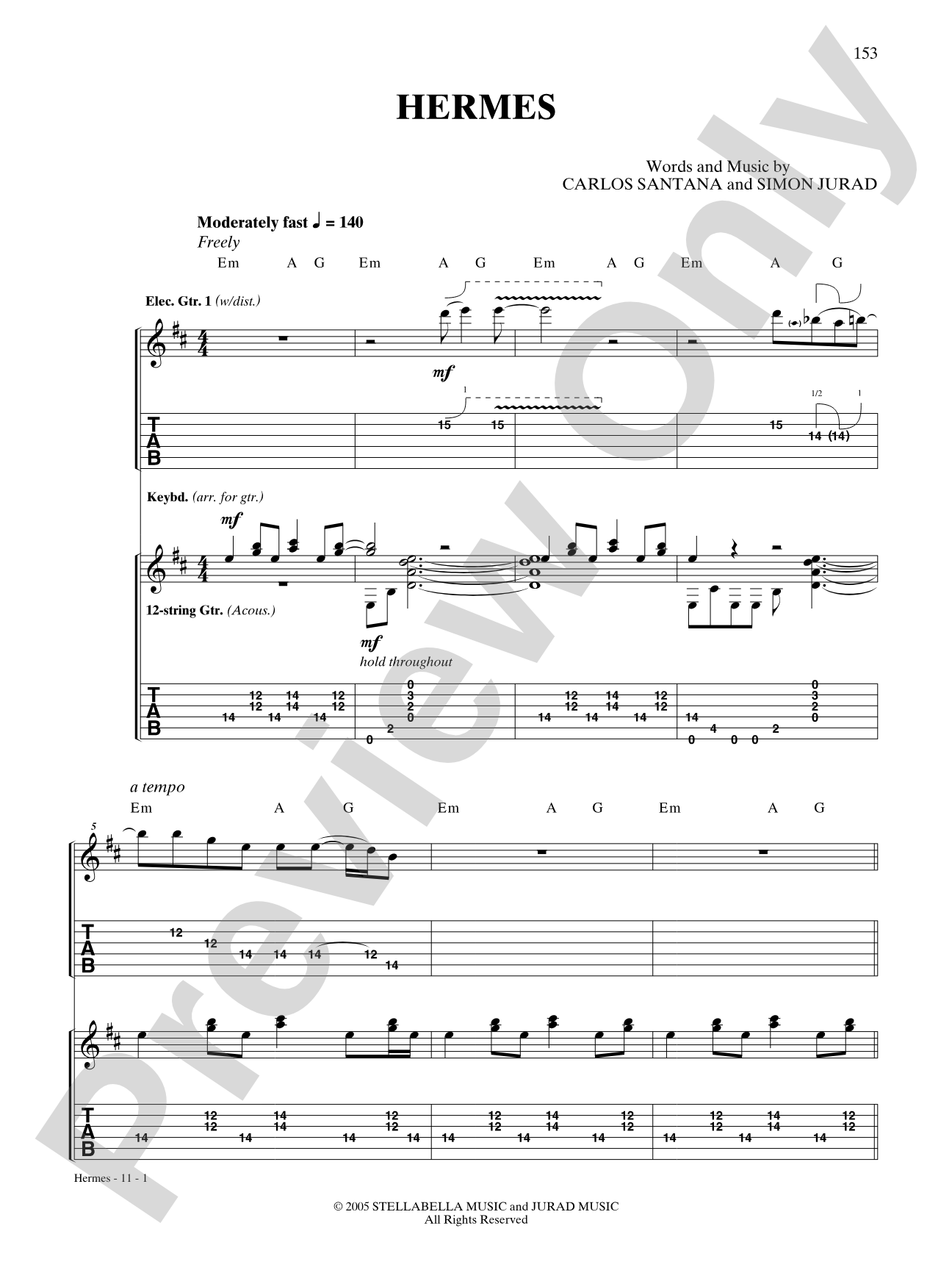 Hermes: Authentic Guitar TAB