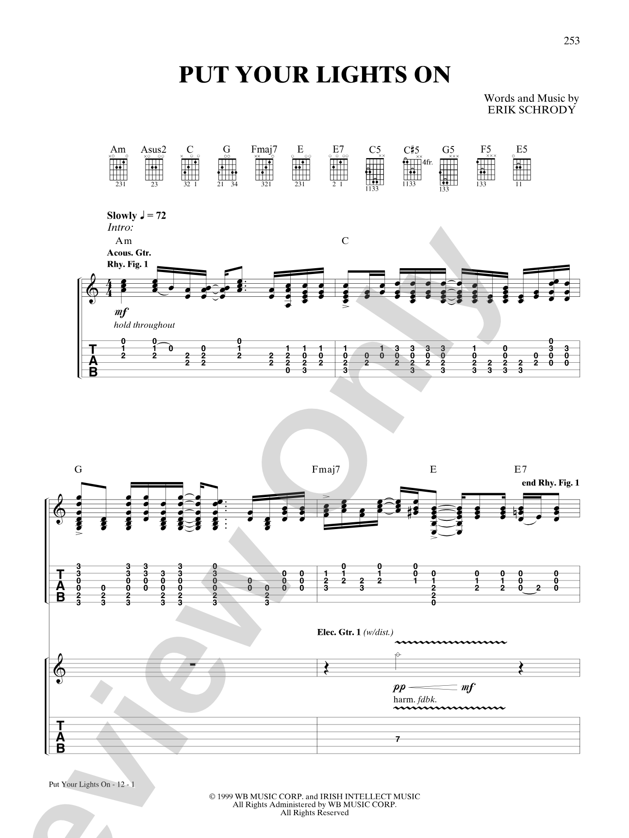 Put Your Lights On: Authentic Guitar TAB