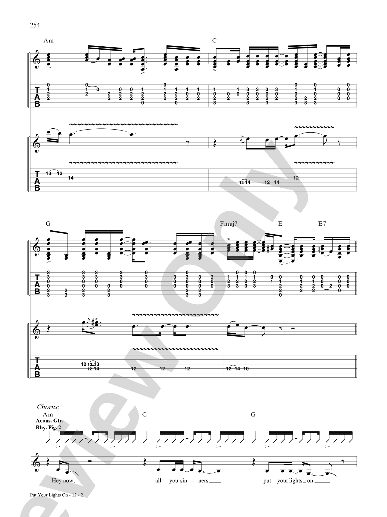 Put Your Lights On: Authentic Guitar TAB