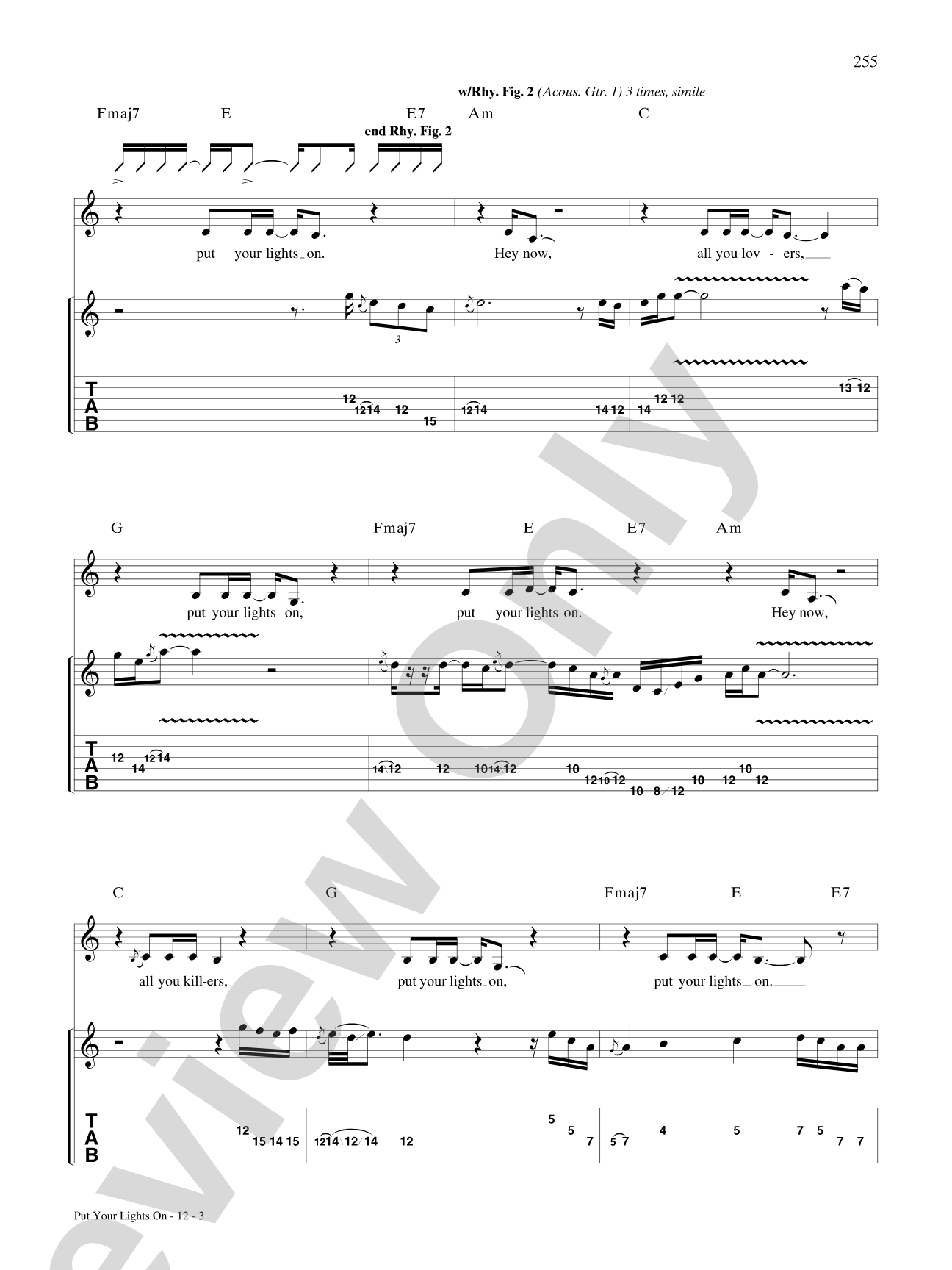 Put Your Lights On: Authentic Guitar TAB
