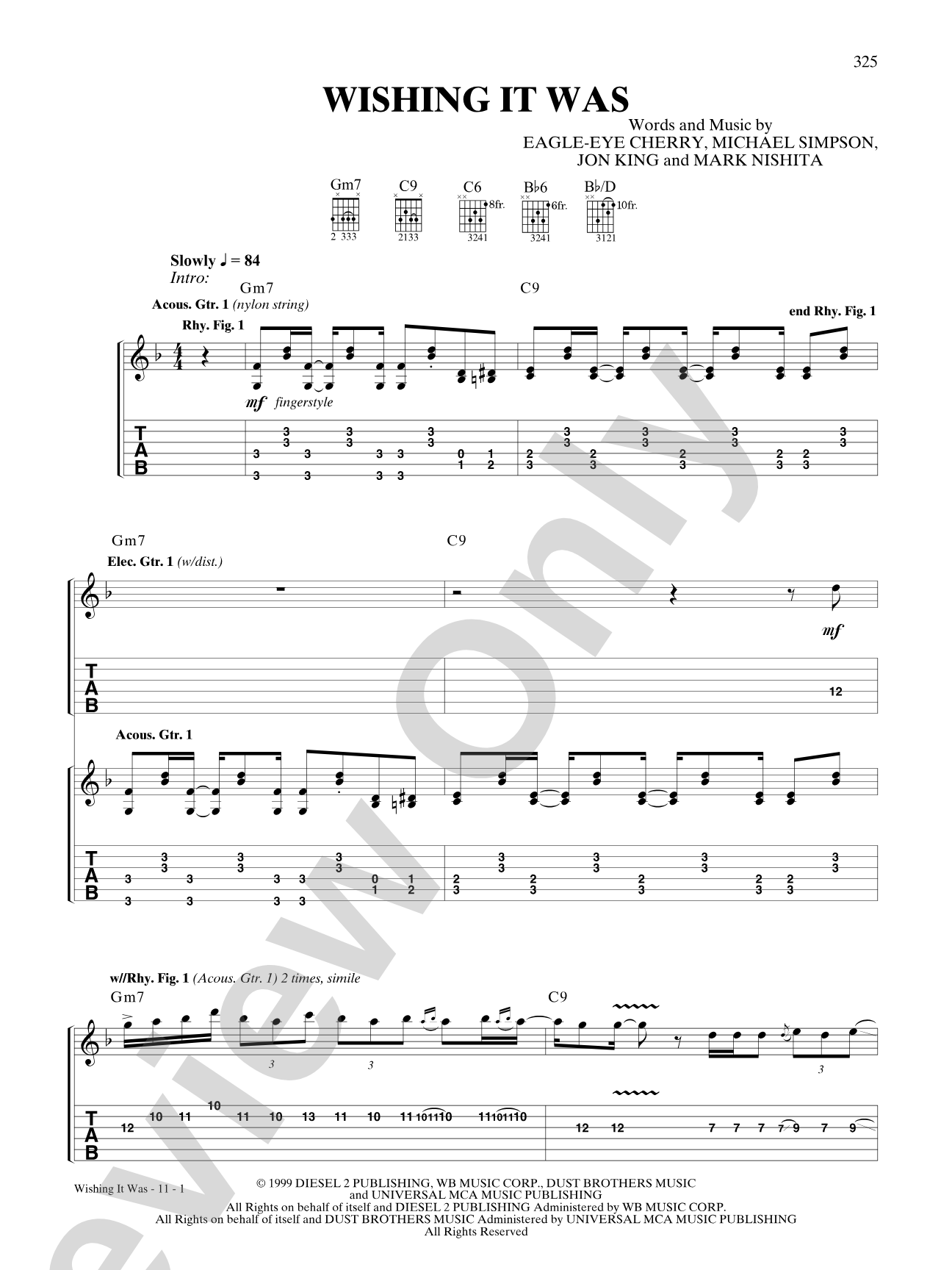 Wishing It Was: Authentic Guitar TAB