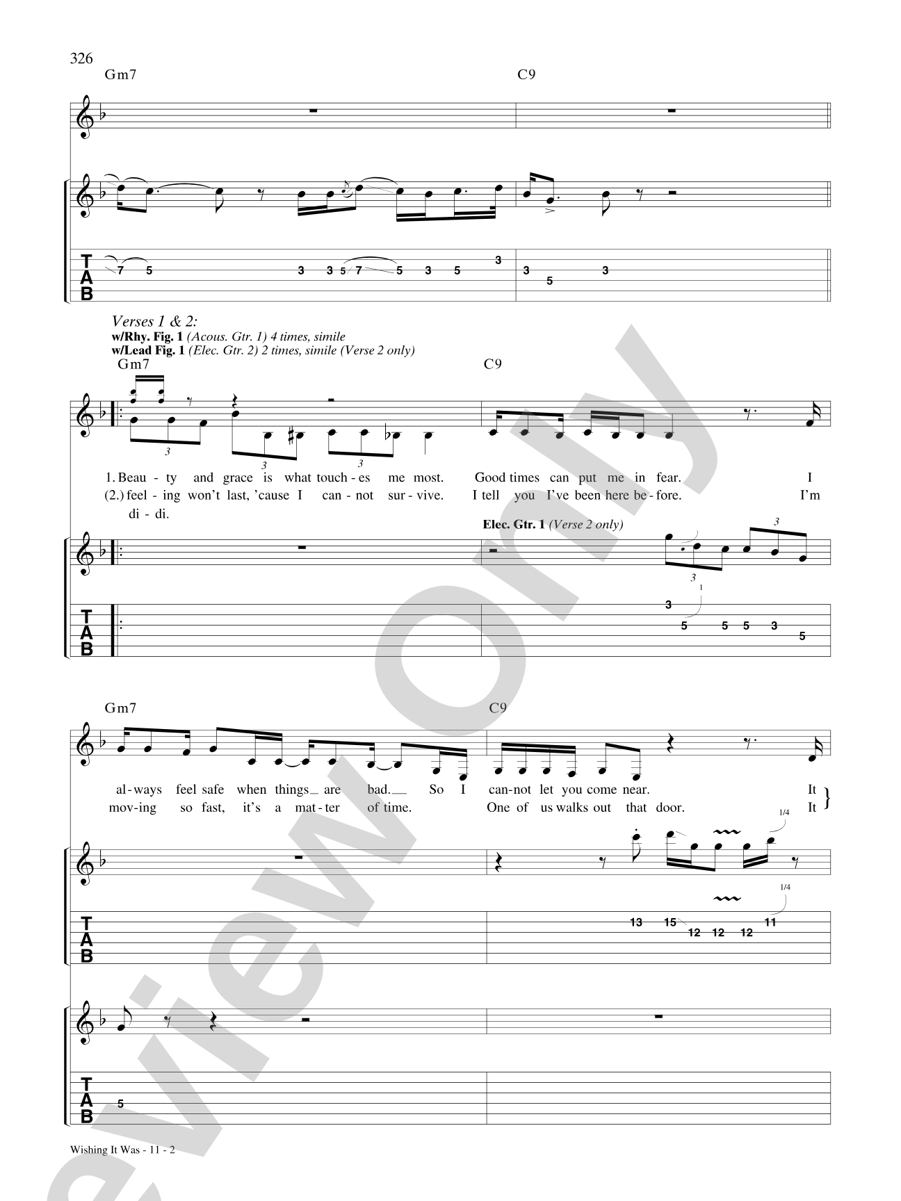 Wishing It Was: Authentic Guitar TAB