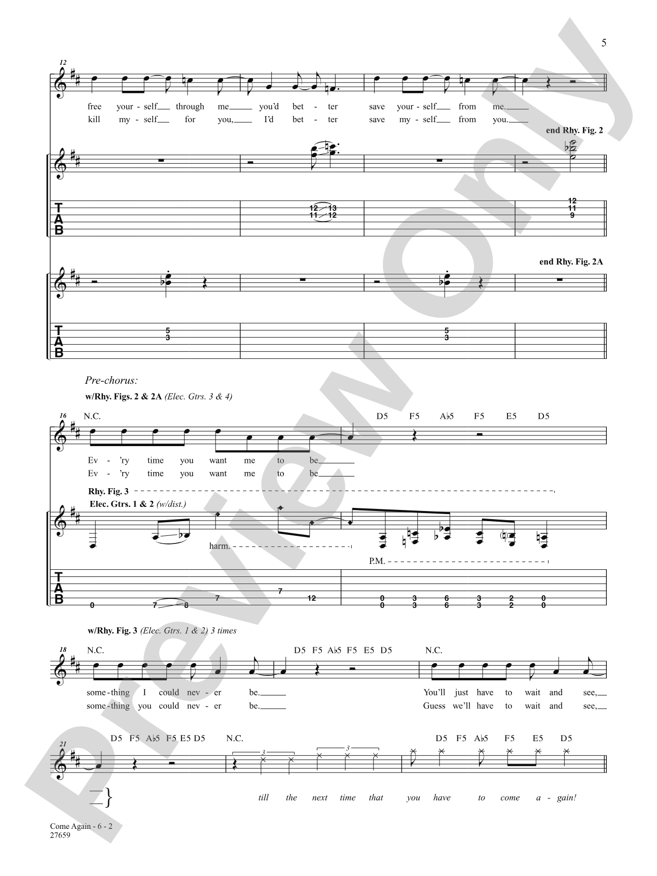 Come Again: Authentic Guitar TAB