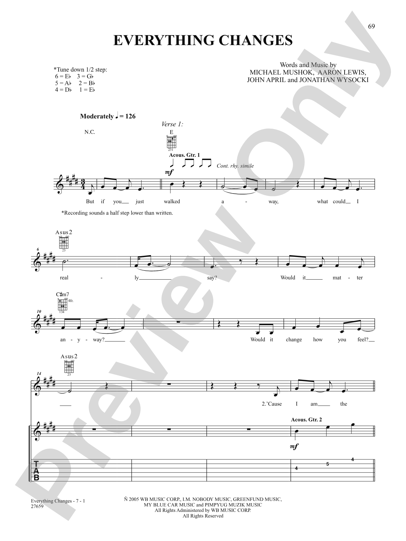 Everything Changes: Authentic Guitar TAB