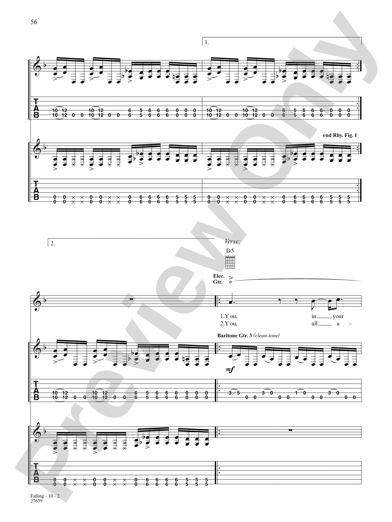 Falling: Authentic Guitar TAB