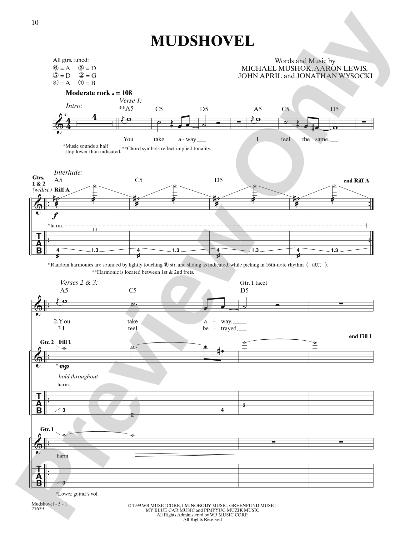 Mudshovel: Authentic Guitar TAB