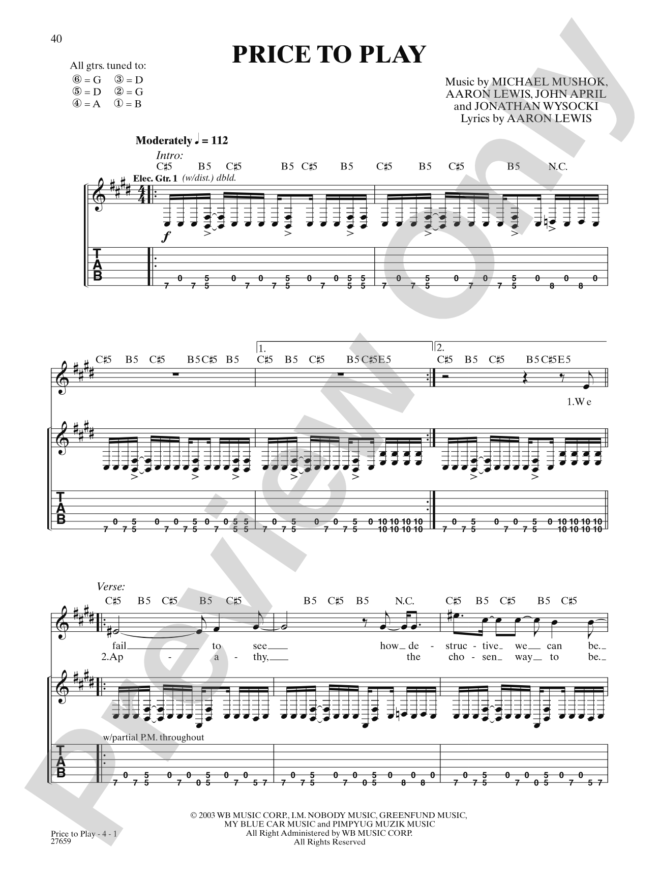 Price To Play: Authentic Guitar TAB