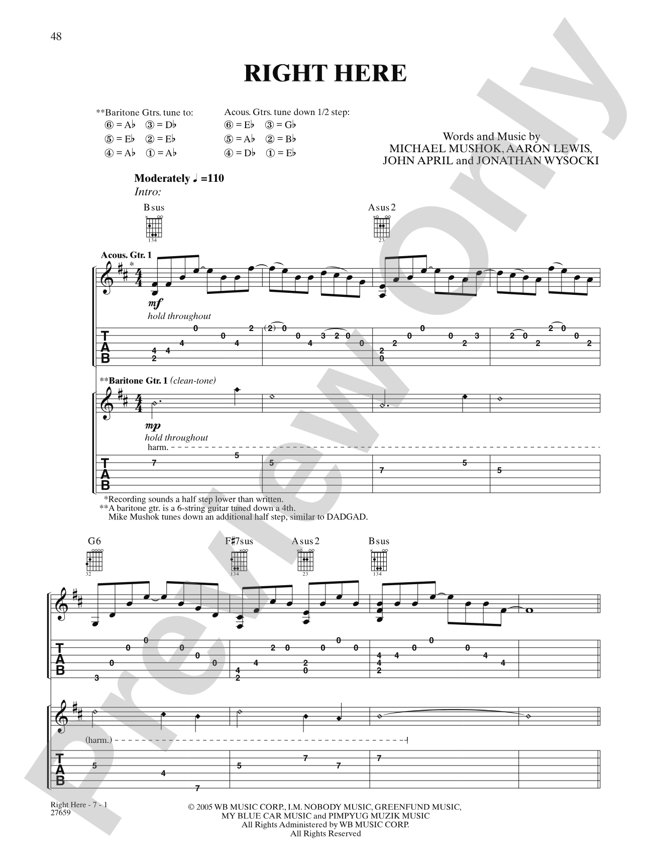 Right Here: Authentic Guitar TAB