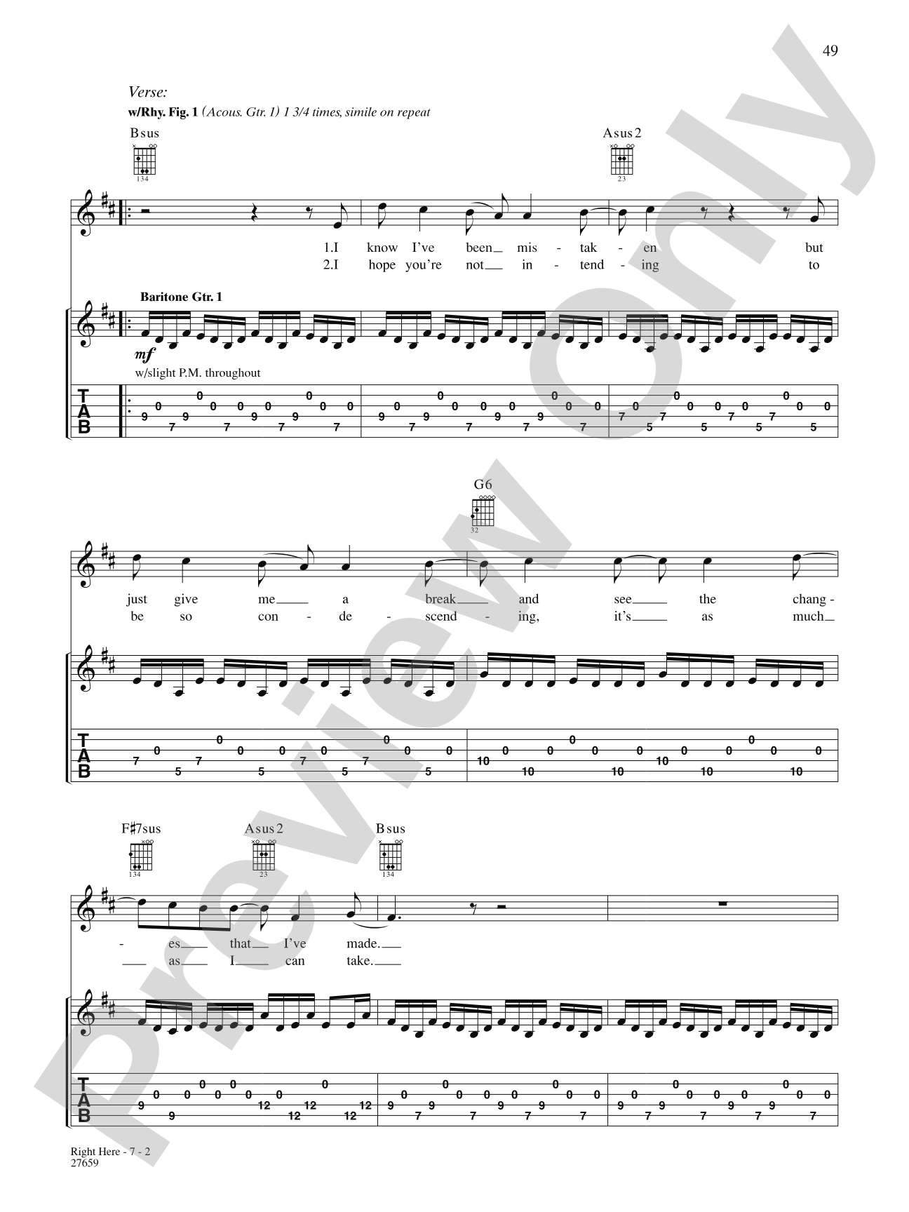 Right Here: Authentic Guitar TAB