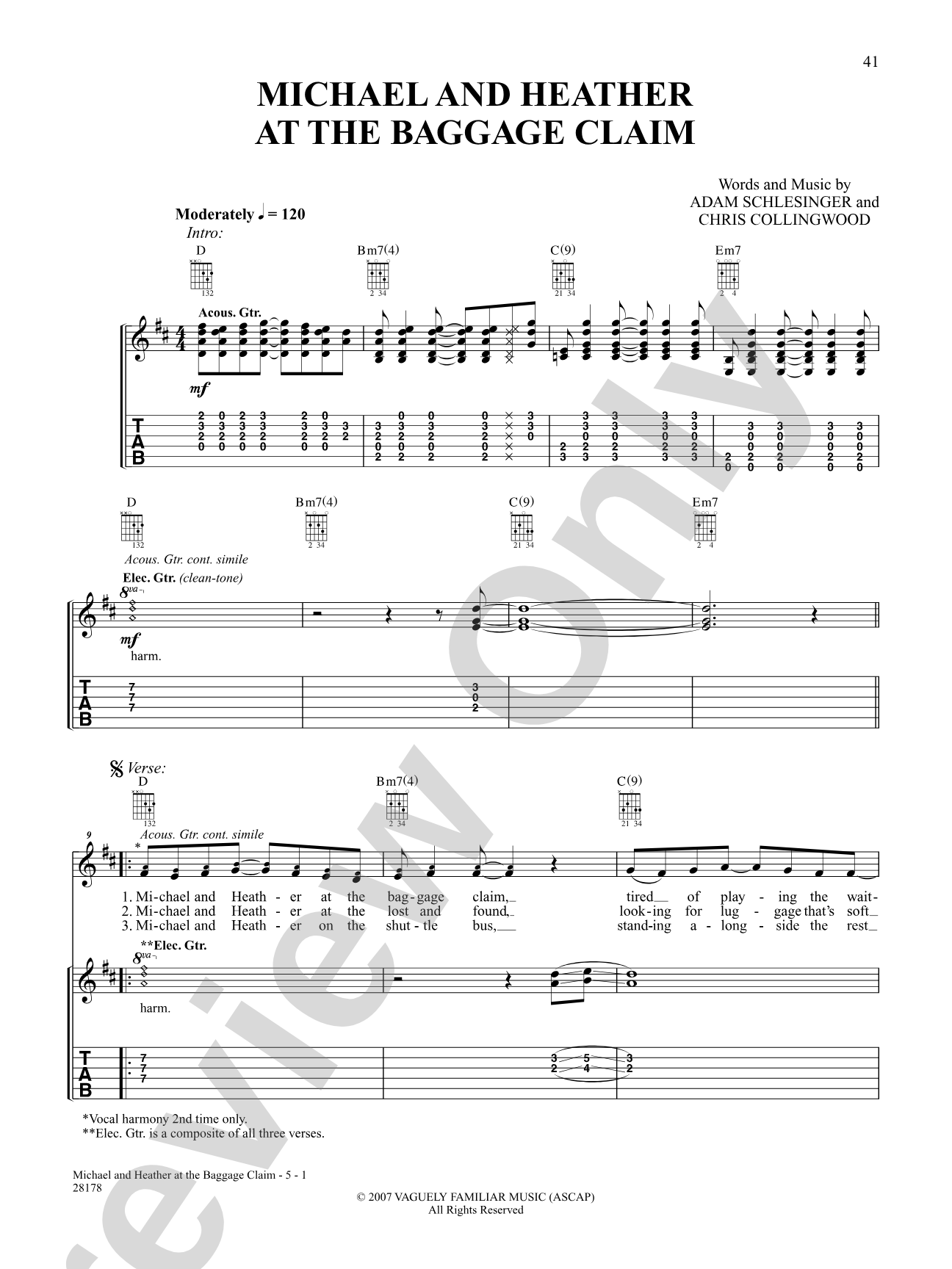 Michael And Heather At The Baggage Claim: Authentic Guitar TAB