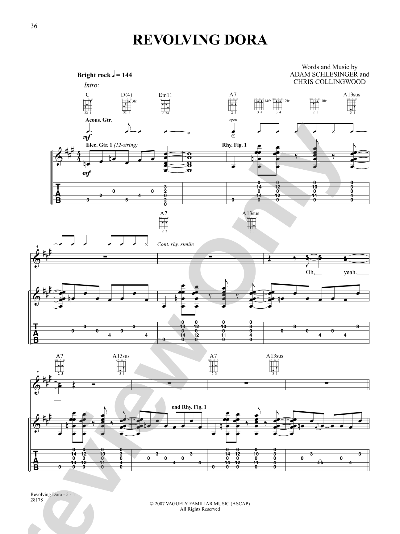 Revolving Dora: Authentic Guitar TAB