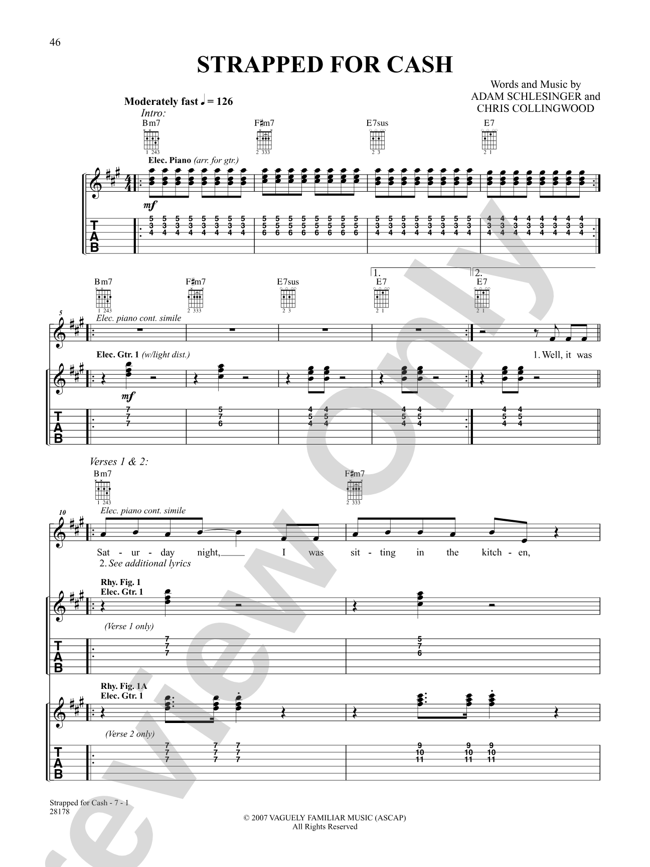 Strapped For Cash: Authentic Guitar TAB