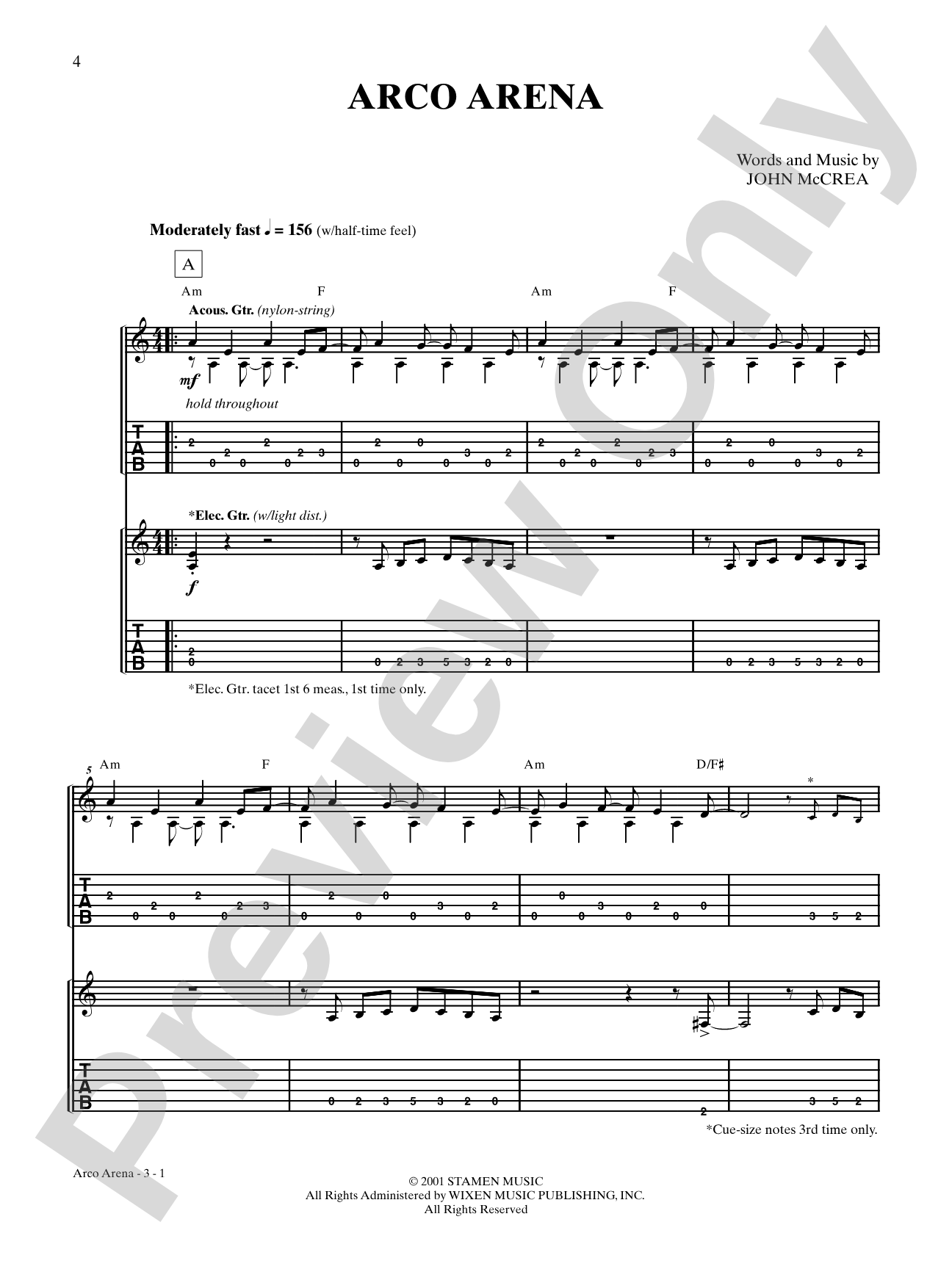 Arco Arena: Authentic Guitar TAB