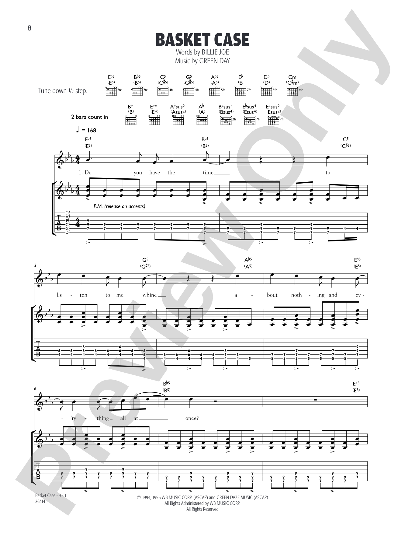 Basket Case: Guitar TAB