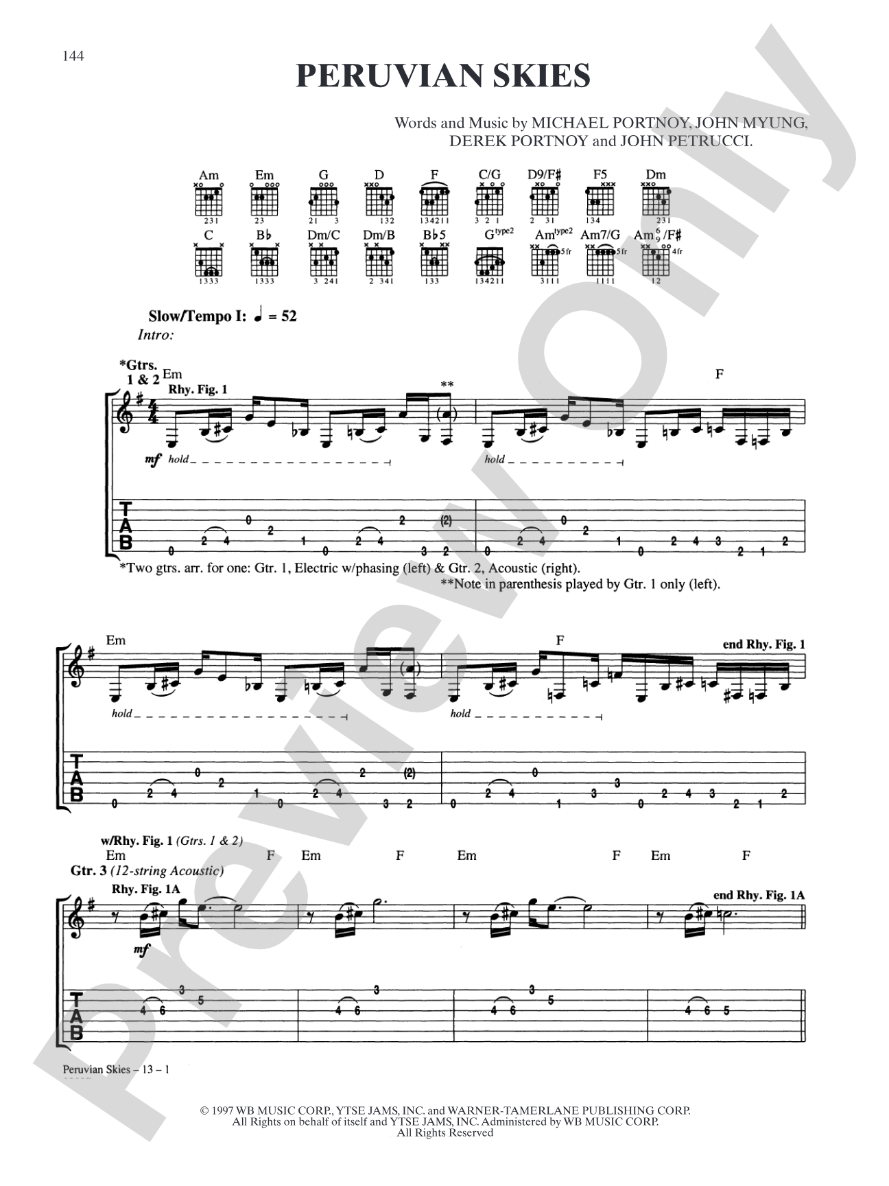Peruvian Skies: Authentic Guitar TAB