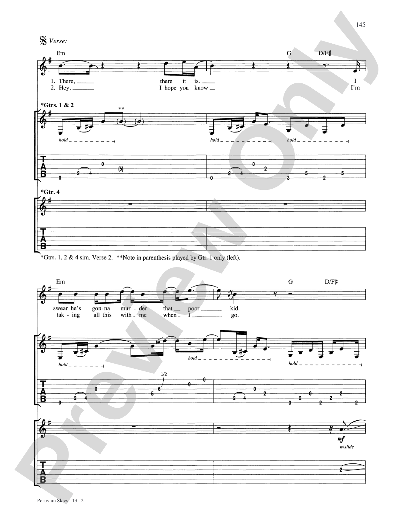 Peruvian Skies: Authentic Guitar TAB