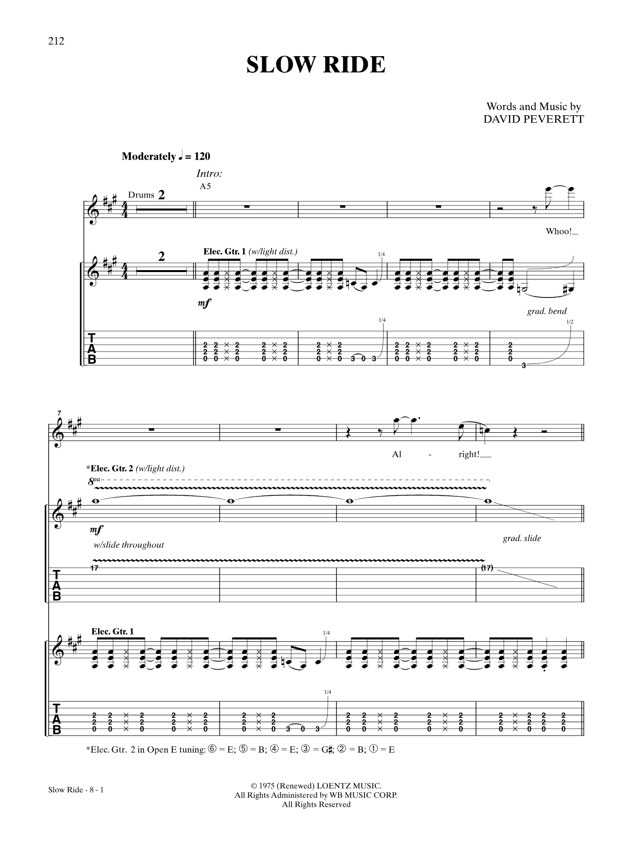 Slow Ride: Authentic Guitar TAB