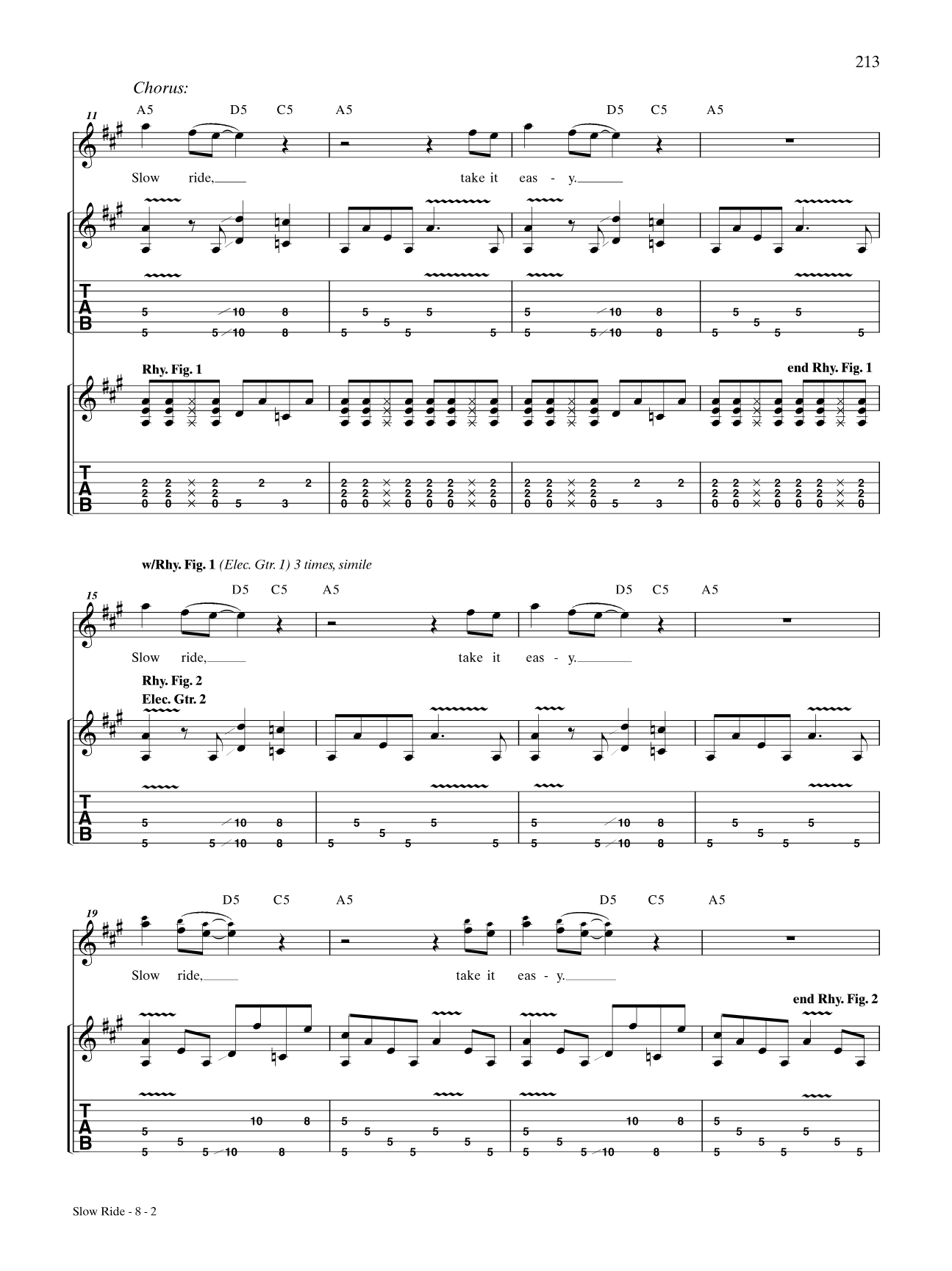 Slow Ride: Authentic Guitar TAB