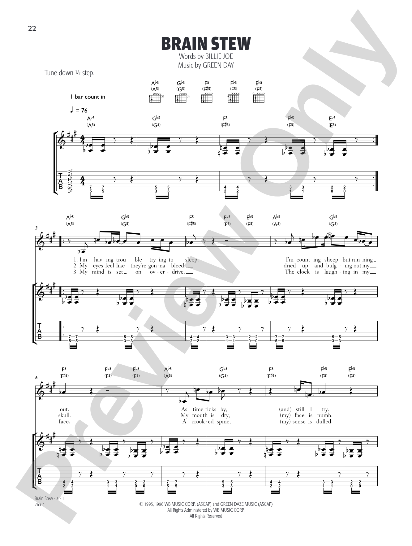 Brain Stew: Guitar TAB