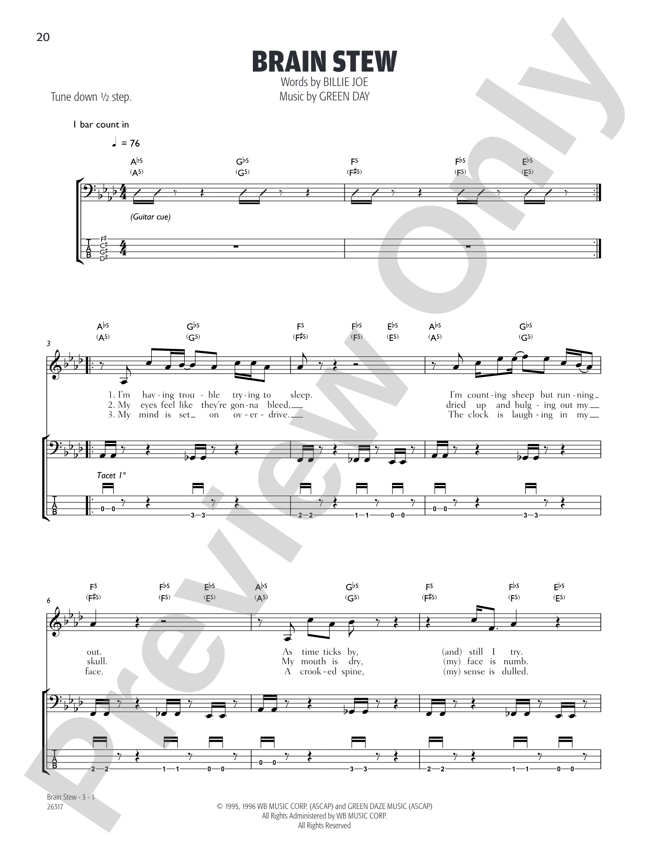Brain Stew: Bass TAB