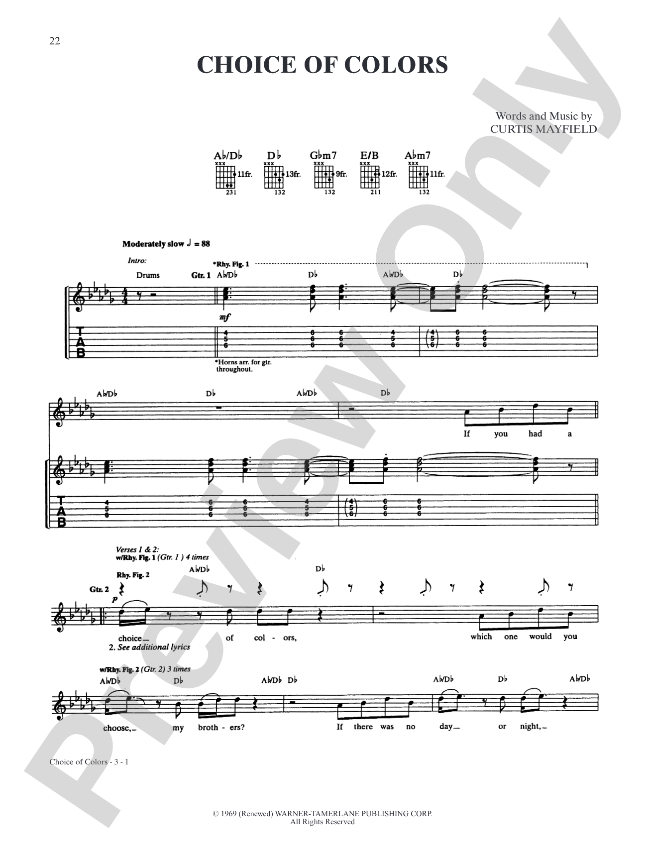 Choice of Colors: Authentic Guitar TAB