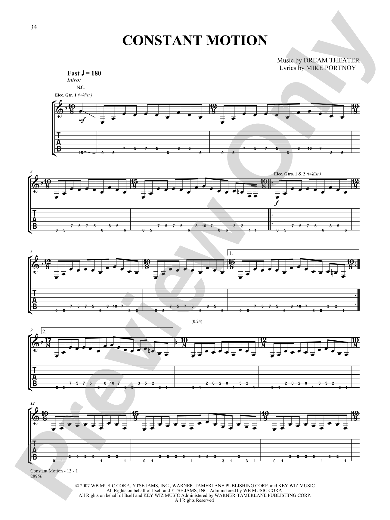 Constant Motion: Authentic Guitar TAB