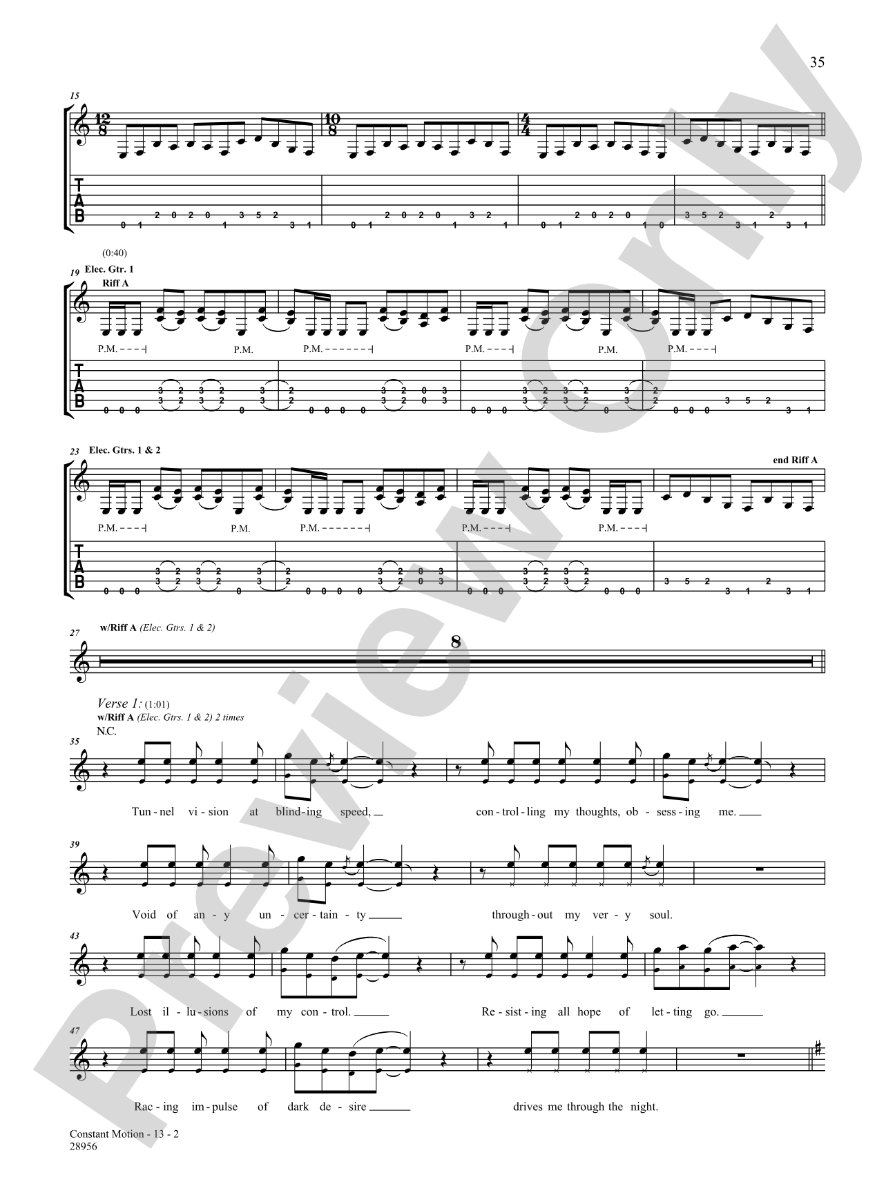 Constant Motion: Authentic Guitar TAB
