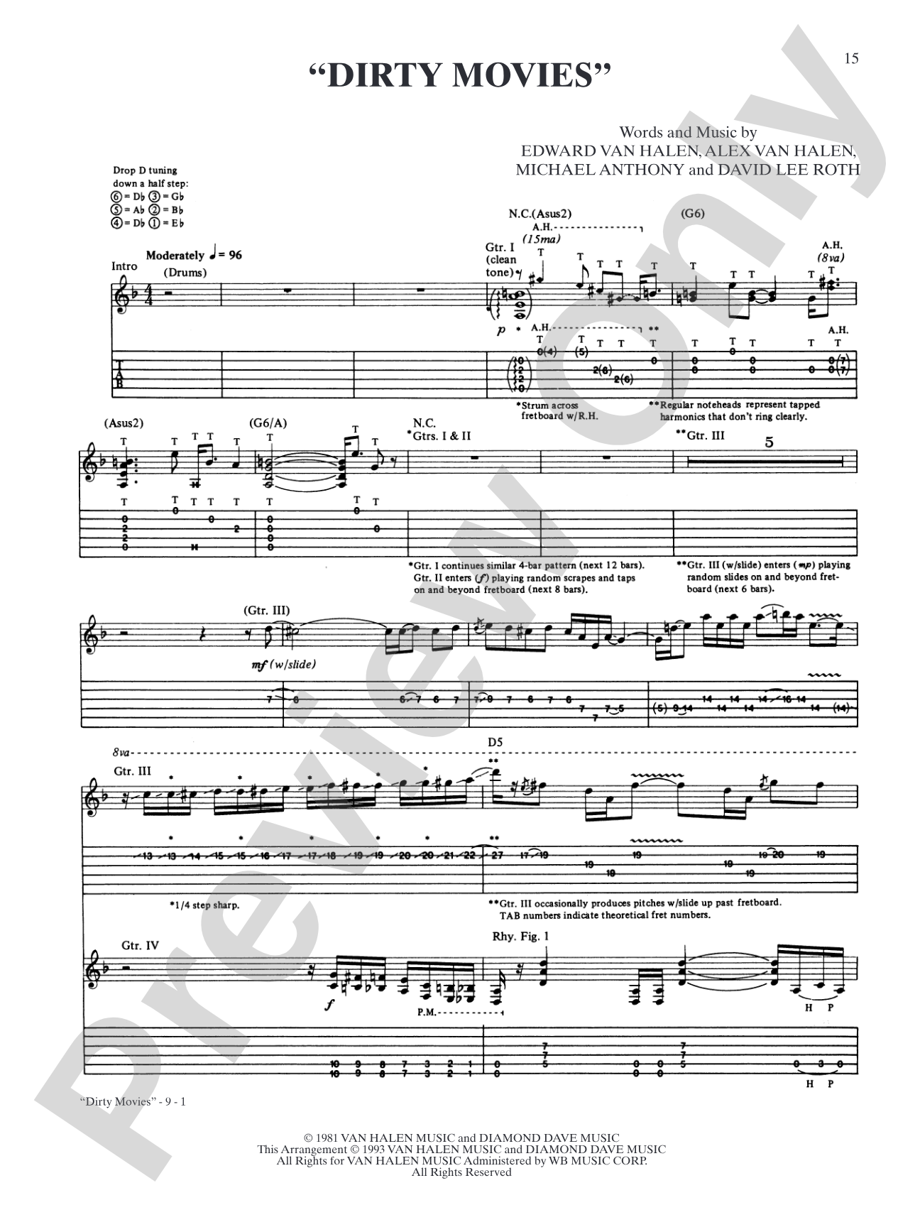 Dirty Movies: Authentic Guitar TAB
