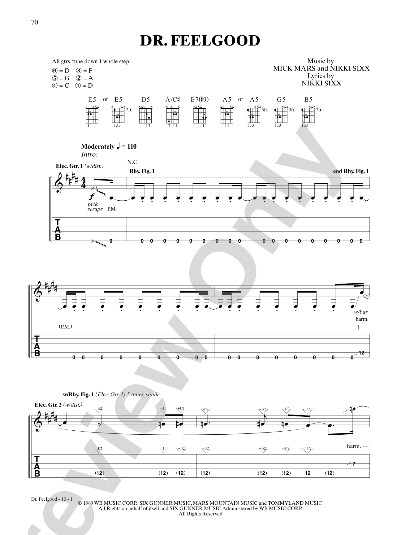 Dr. Feelgood: Authentic Guitar TAB