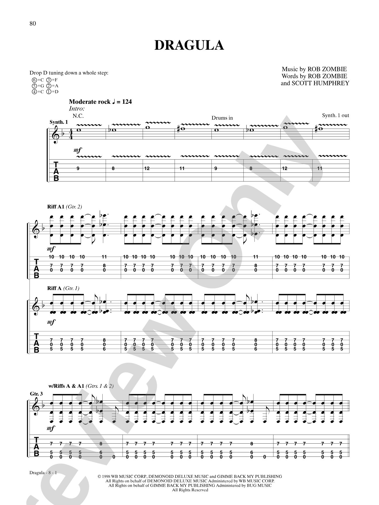 Dragula: Authentic Guitar TAB