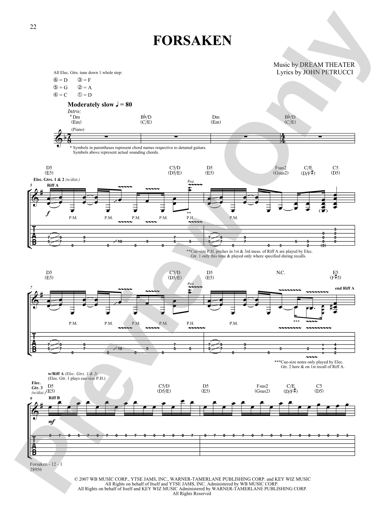 Forsaken: Authentic Guitar TAB