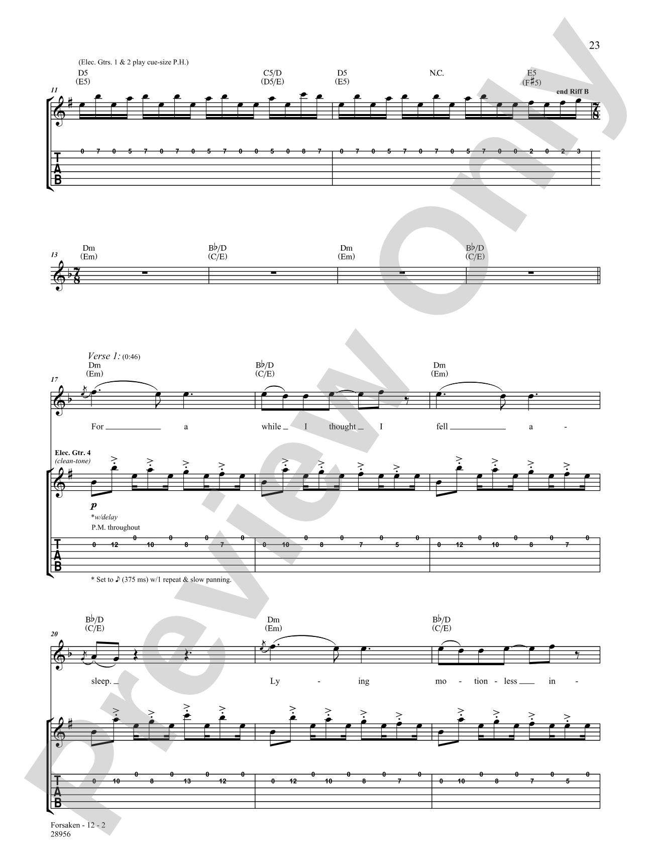 Forsaken: Authentic Guitar TAB