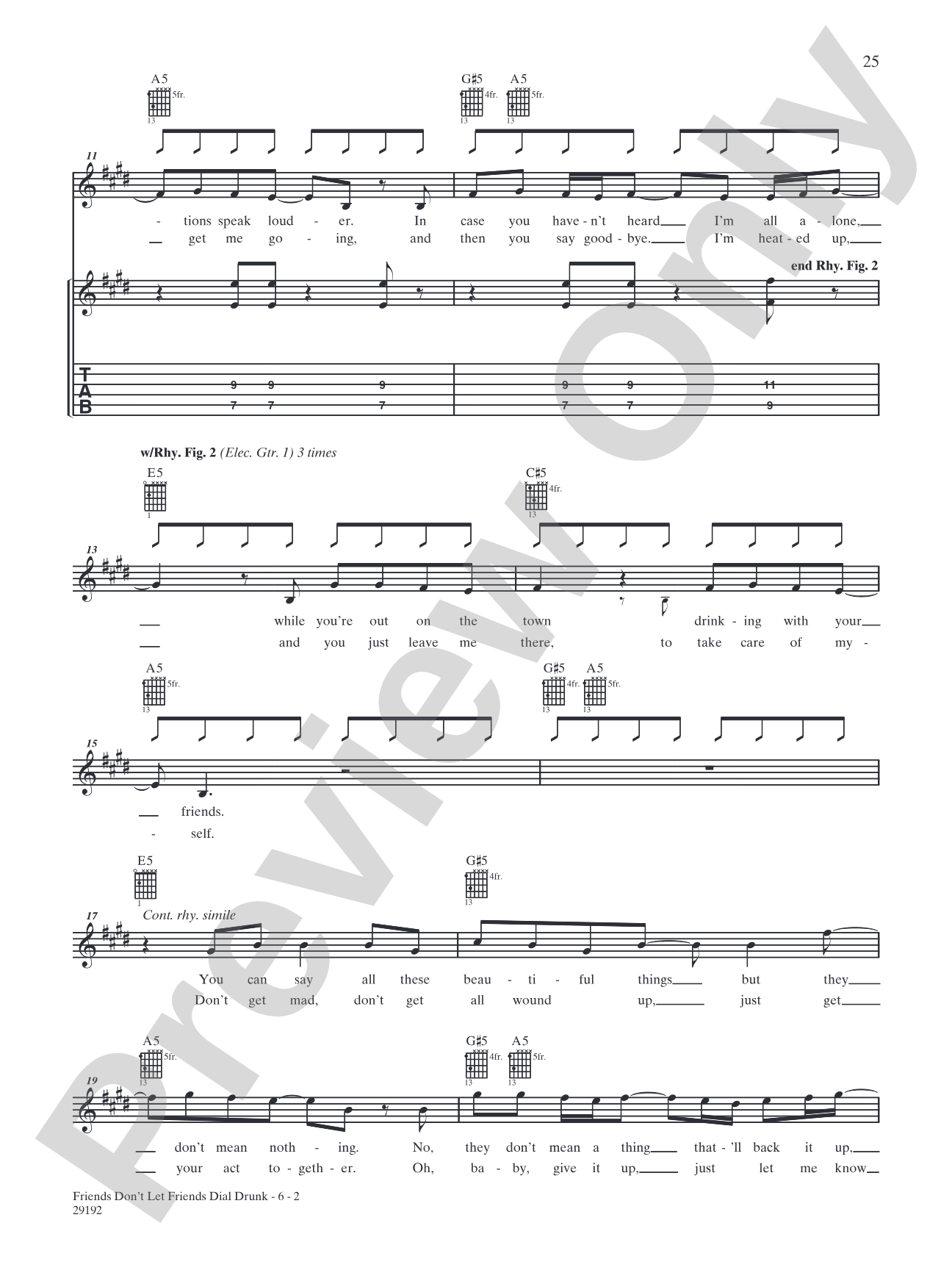 Friend's Don't Let Friend's Dial Drunk: Authentic Guitar TAB