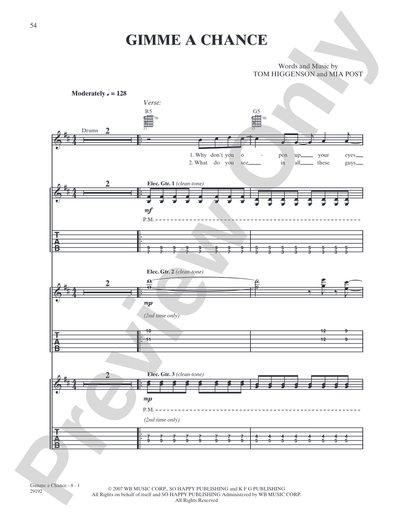 Gimme a Chance: Authentic Guitar TAB
