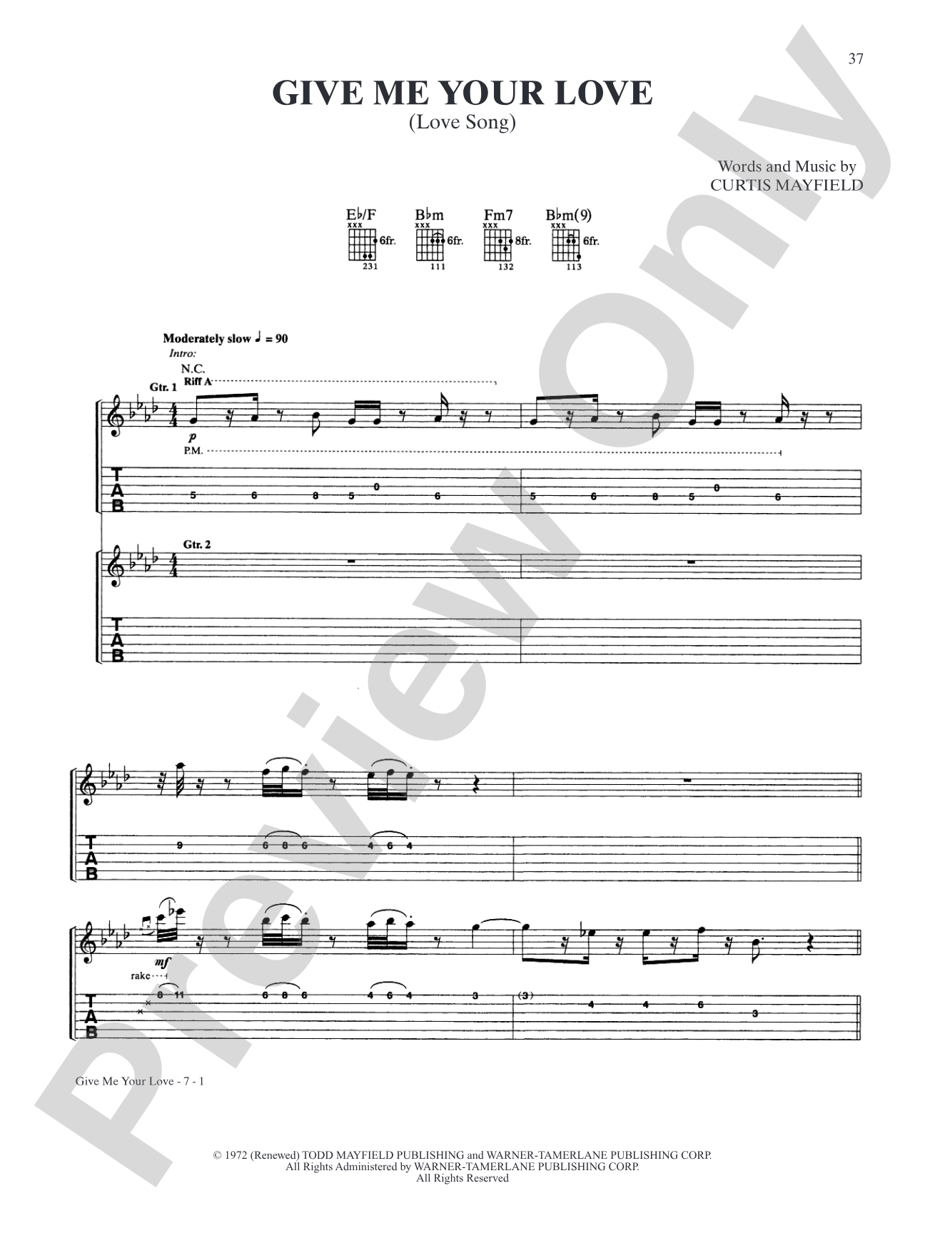 Give Me Your Love (Love Song): Authentic Guitar TAB