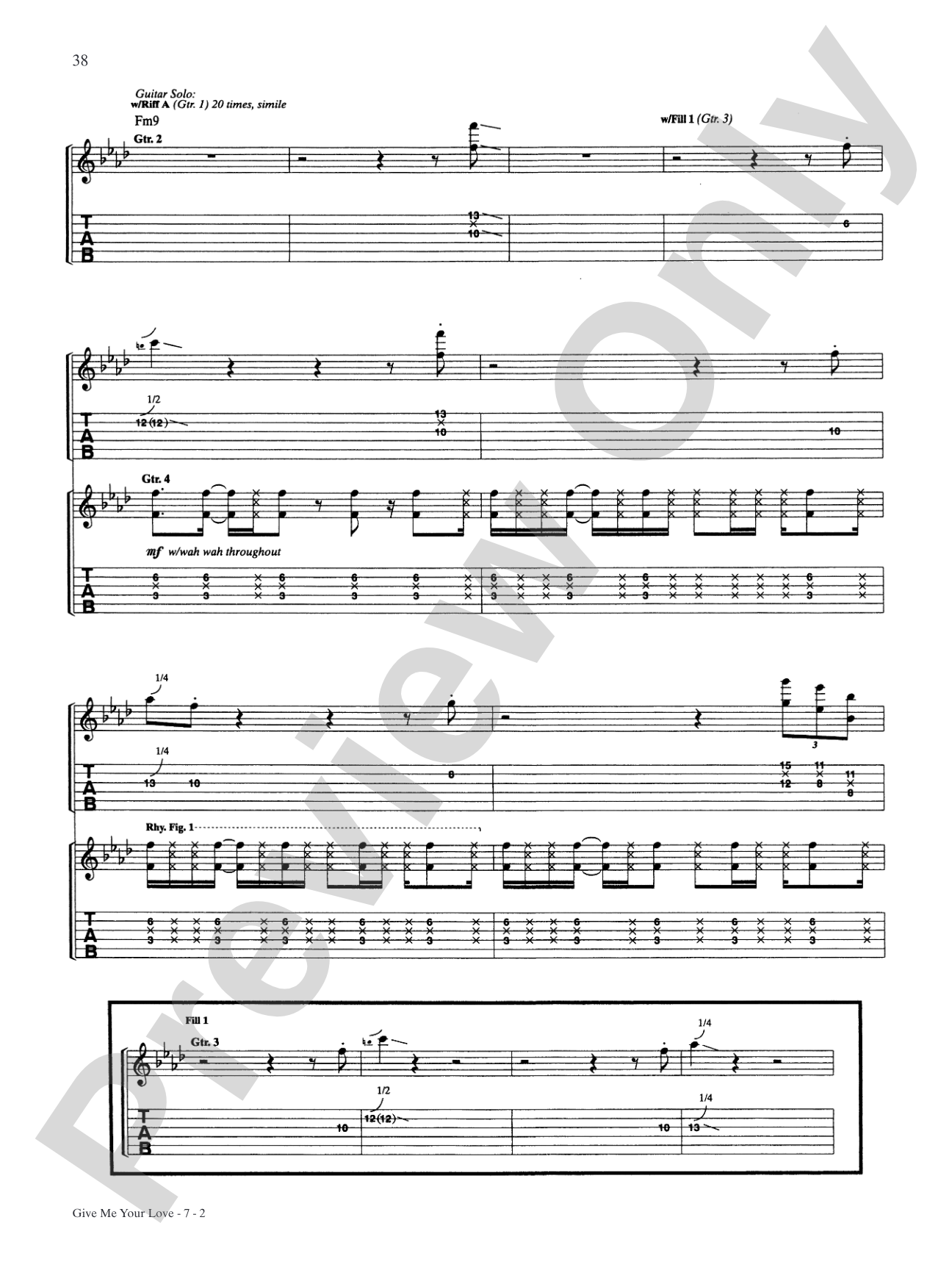 Give Me Your Love (Love Song): Authentic Guitar TAB