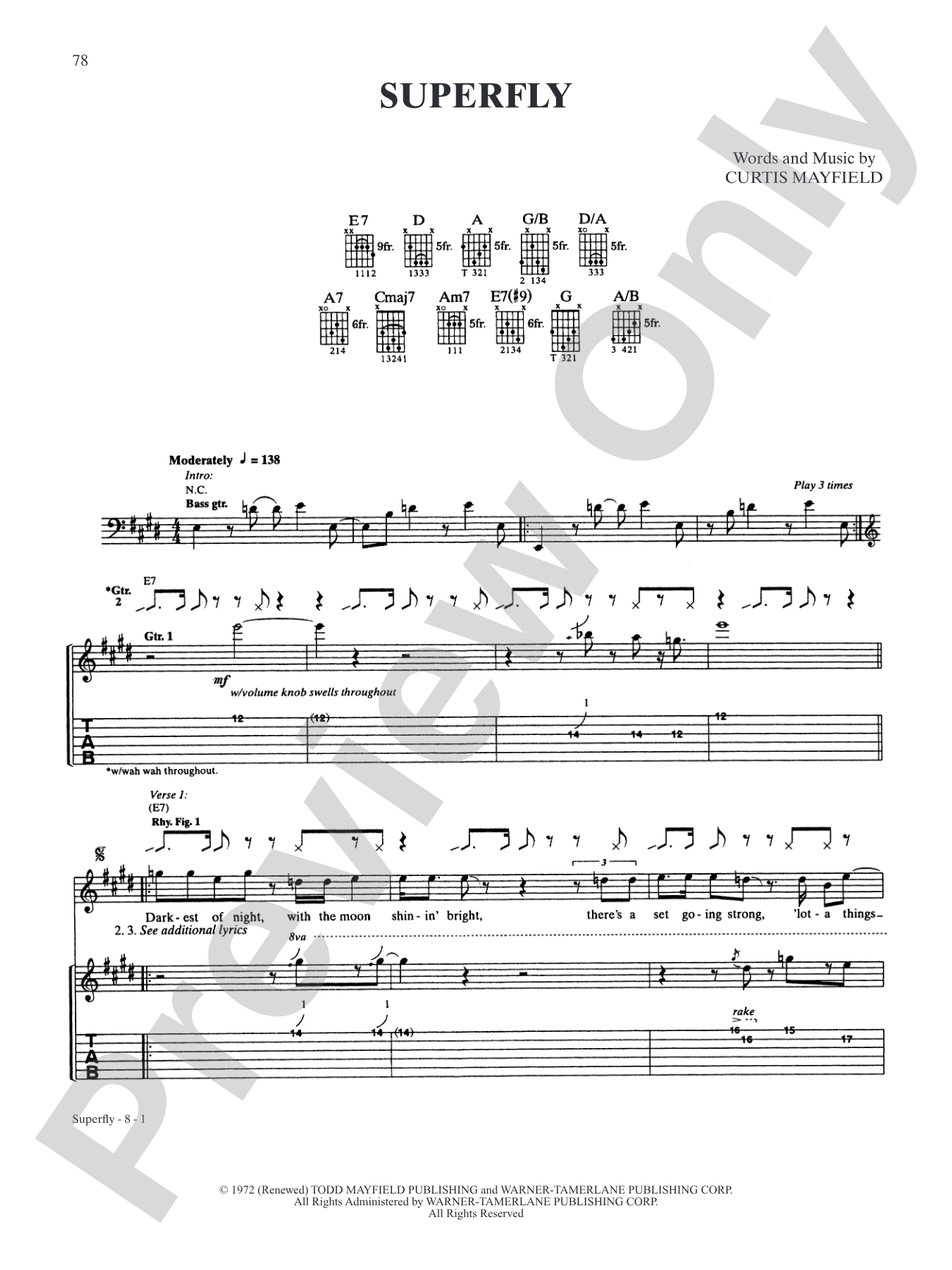 Superfly: Authentic Guitar TAB