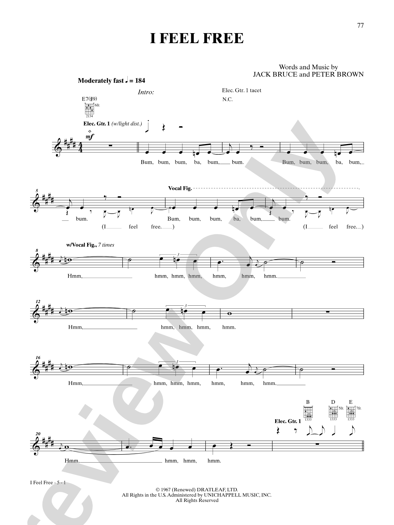 I Feel Free: Authentic Guitar TAB