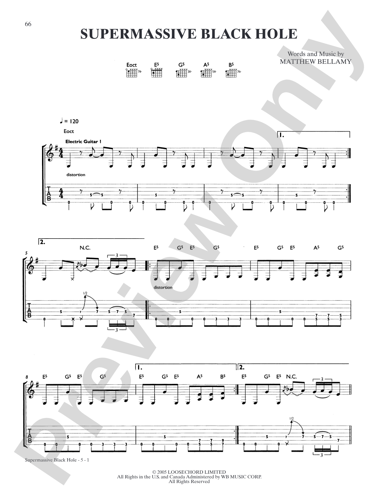 Supermassive Black Hole: Authentic Guitar TAB