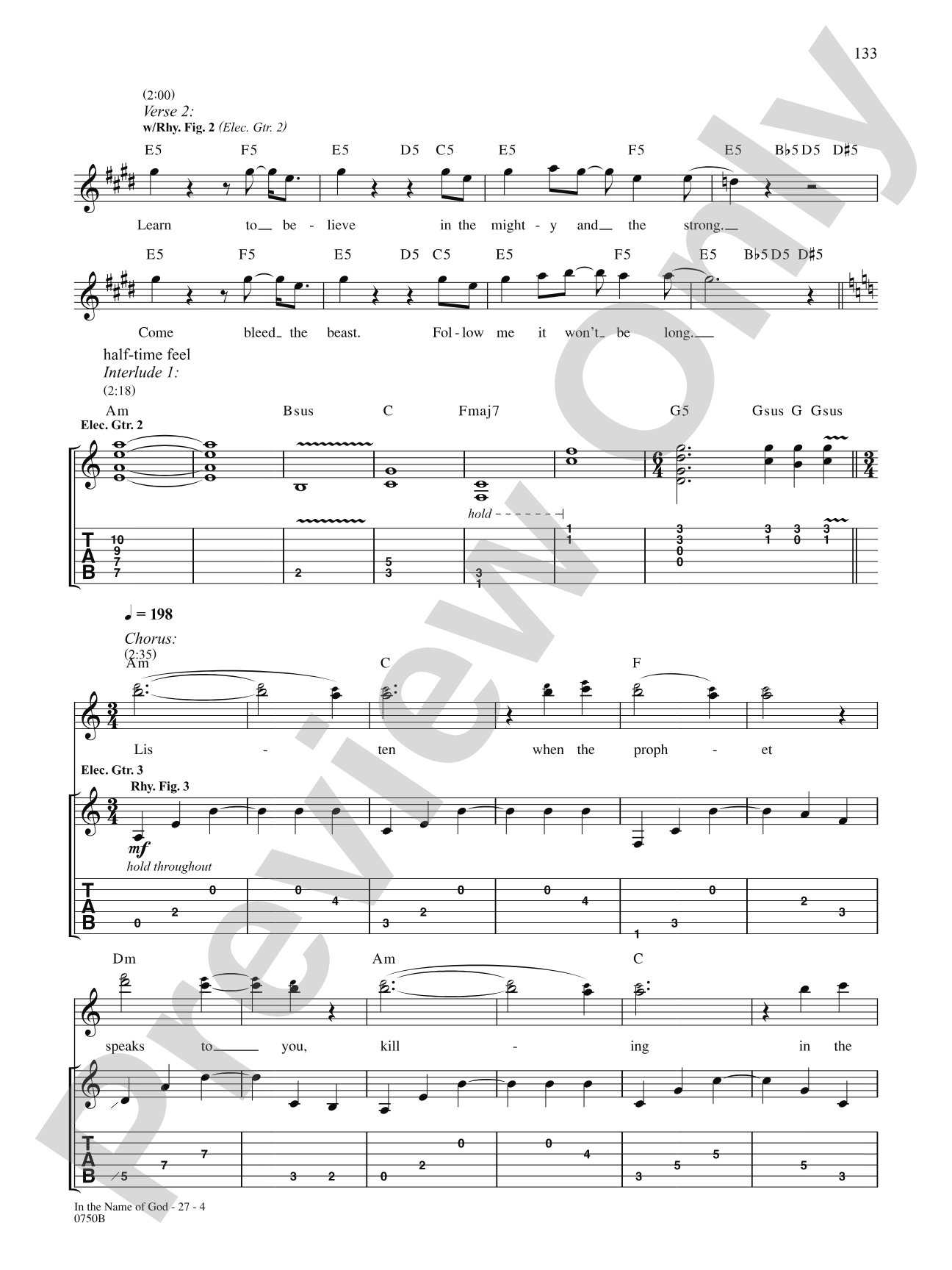 In the Name of God: Authentic Guitar TAB